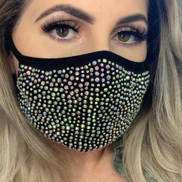 Crystal Face Mask In Black - Picture 1 of 1